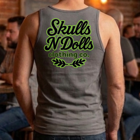 Skulls N Dolls Lime Green on Gray
Signature Series Tank