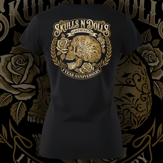 Skulls N Dolls 1 Year Anniversary V-Neck