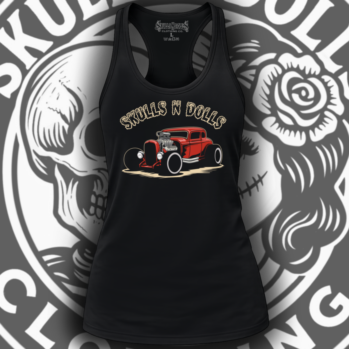 Skulls N Dolls Hotrod Racerback Tank Top