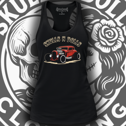 Skulls N Dolls Hotrod Racerback Tank Top