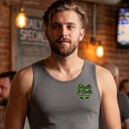 Skulls N Dolls Lime Green on Gray
Signature Series Tank