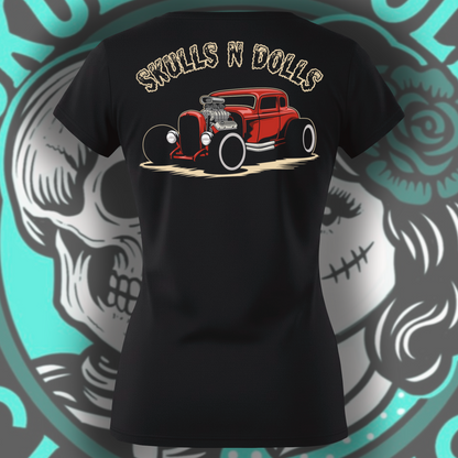 Skulls N Dolls Hotrod V-Neck