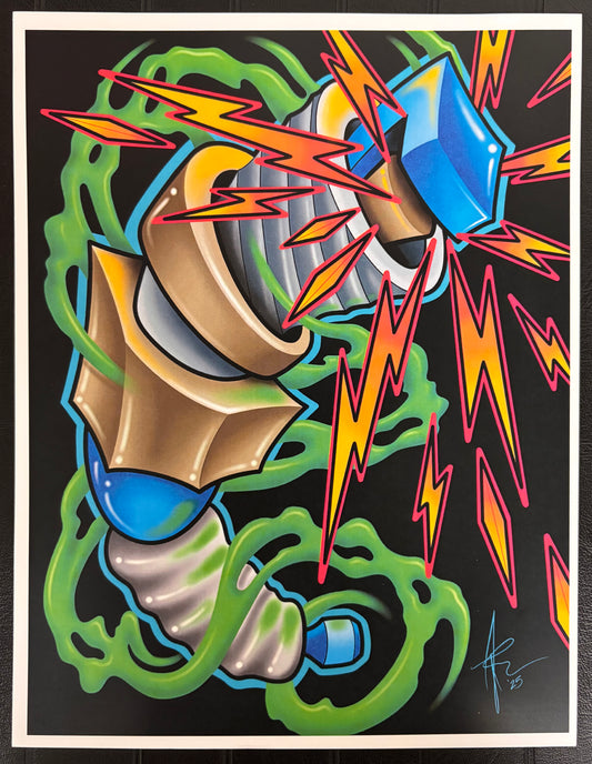 Voltage Strike 8.5” x 11” Art Print Electric Tattoo-Style Wall Art