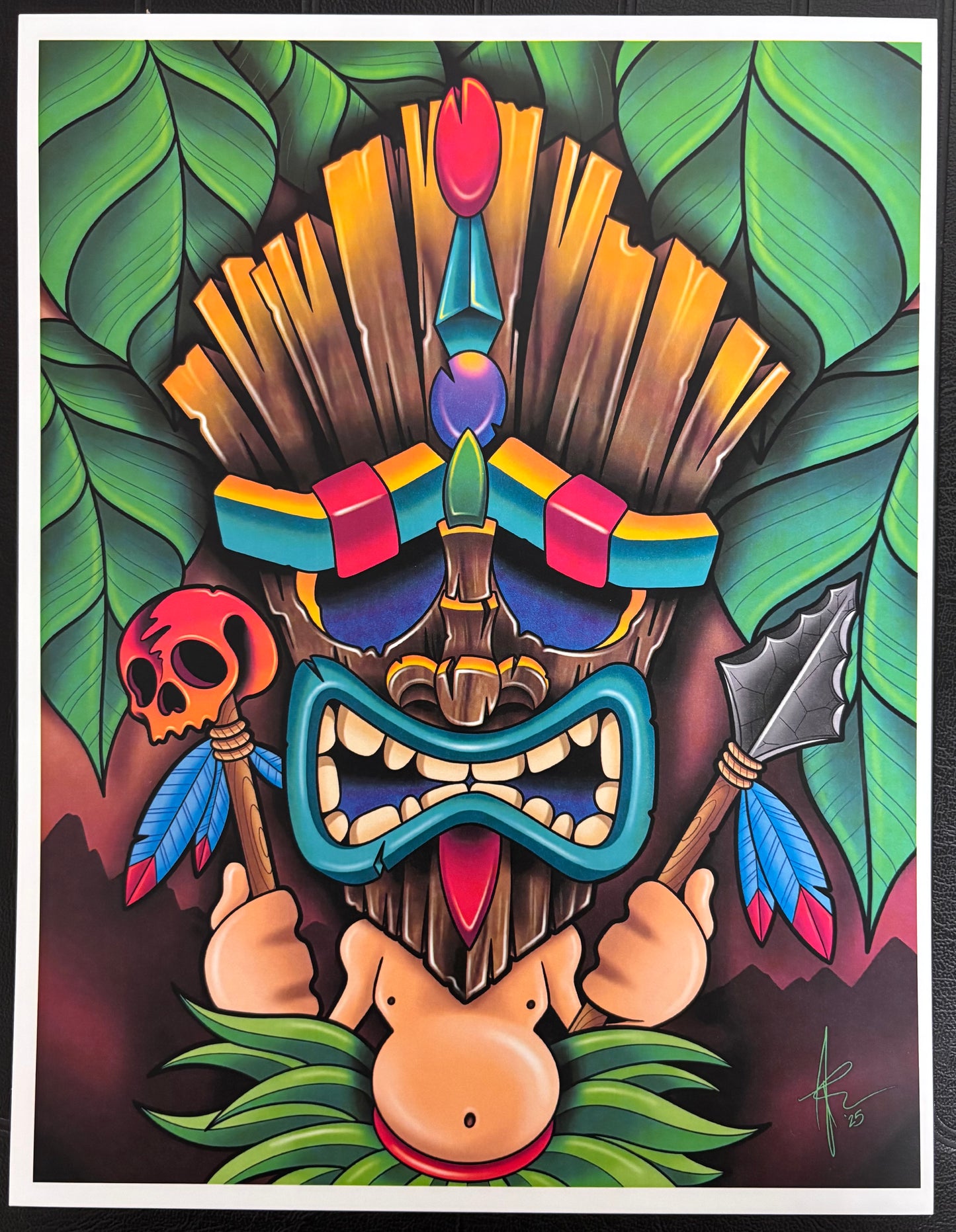 Tiki Rage — 8.5” x 11” Art Print | Tattoo-Style Tiki Wall Art