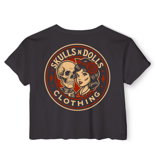 Women’s Skulls N Dolls Logo Crop Top