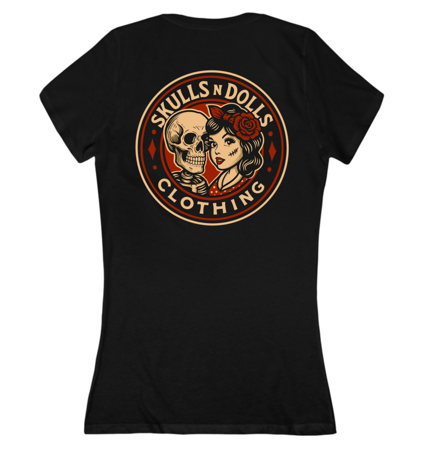 Skulls N Dolls Retro Circle Logo V-Neck